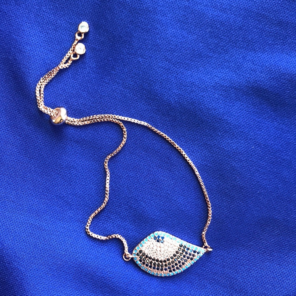 NEW Evil Eye Rose Gold Plated Adjustable Bracelet